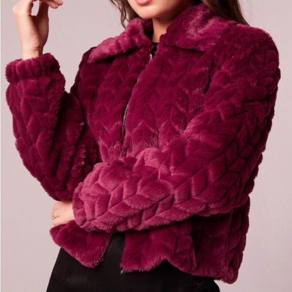 Band Of The Free Jackets & Blazers - Band Of The Free Plush Faux Fur Coat Jacket In Eggplant NWT